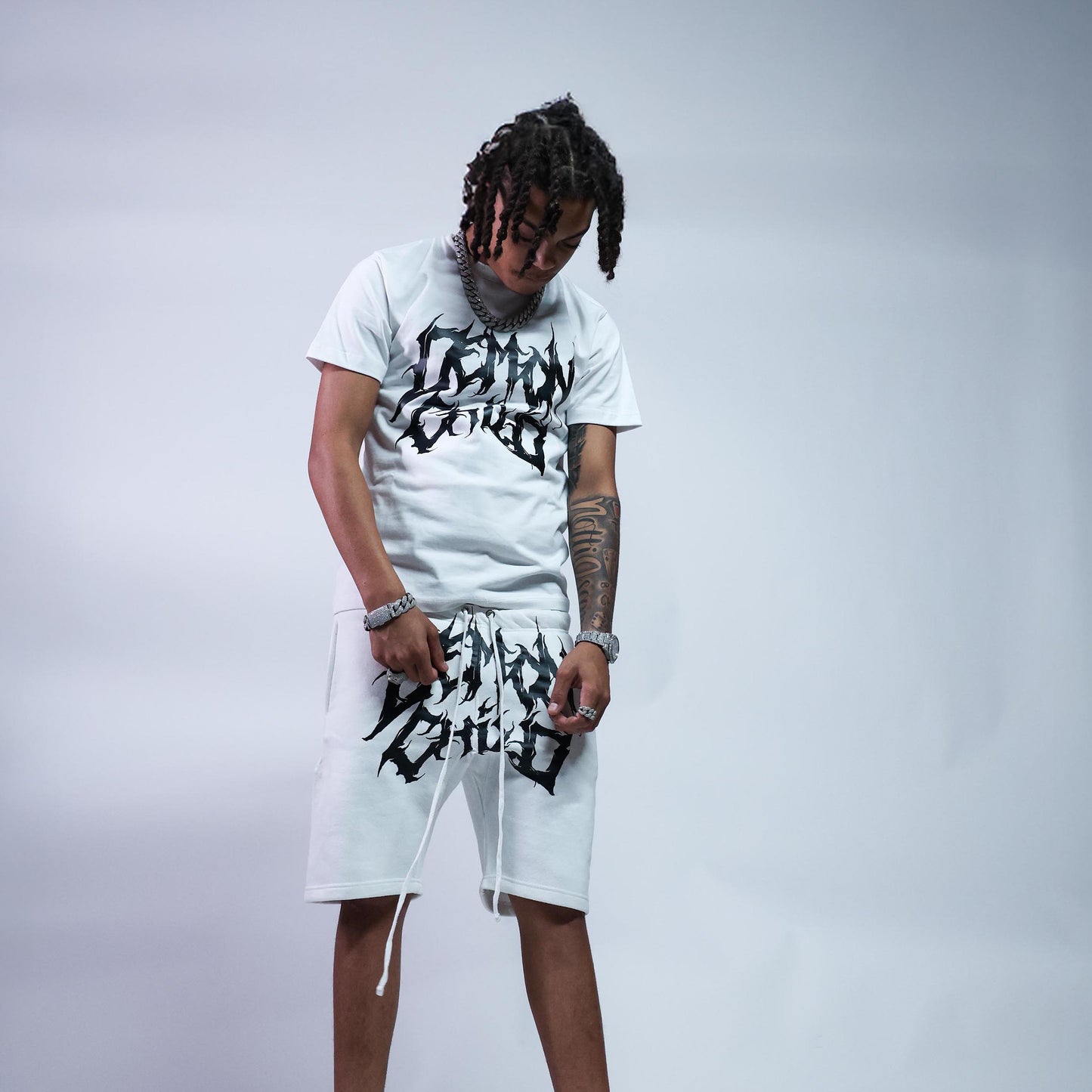 White Logo Shorts