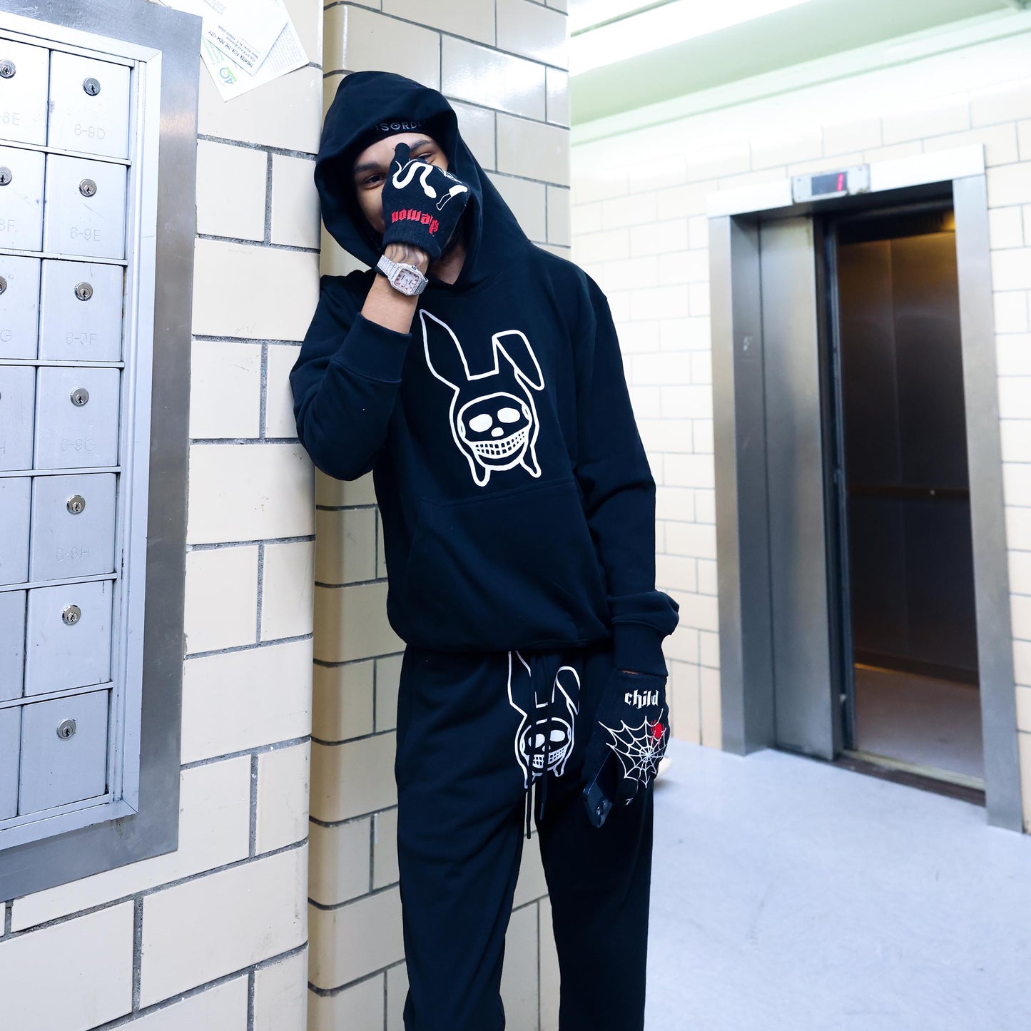 BLACK SKULL BUNNY SWEATPANTS