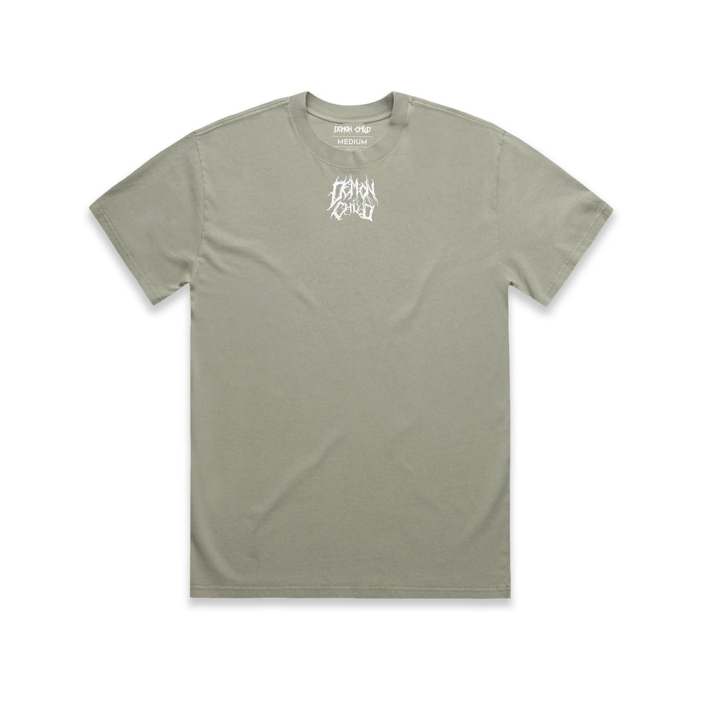 Faded Logo T-Shirt Sage | Premium Graphic Tee - Demon Child Clothing