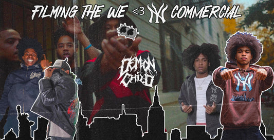 Model wearing Demon Child apparel in NYC during the ‘We <3 NYC’ commercial shoot
