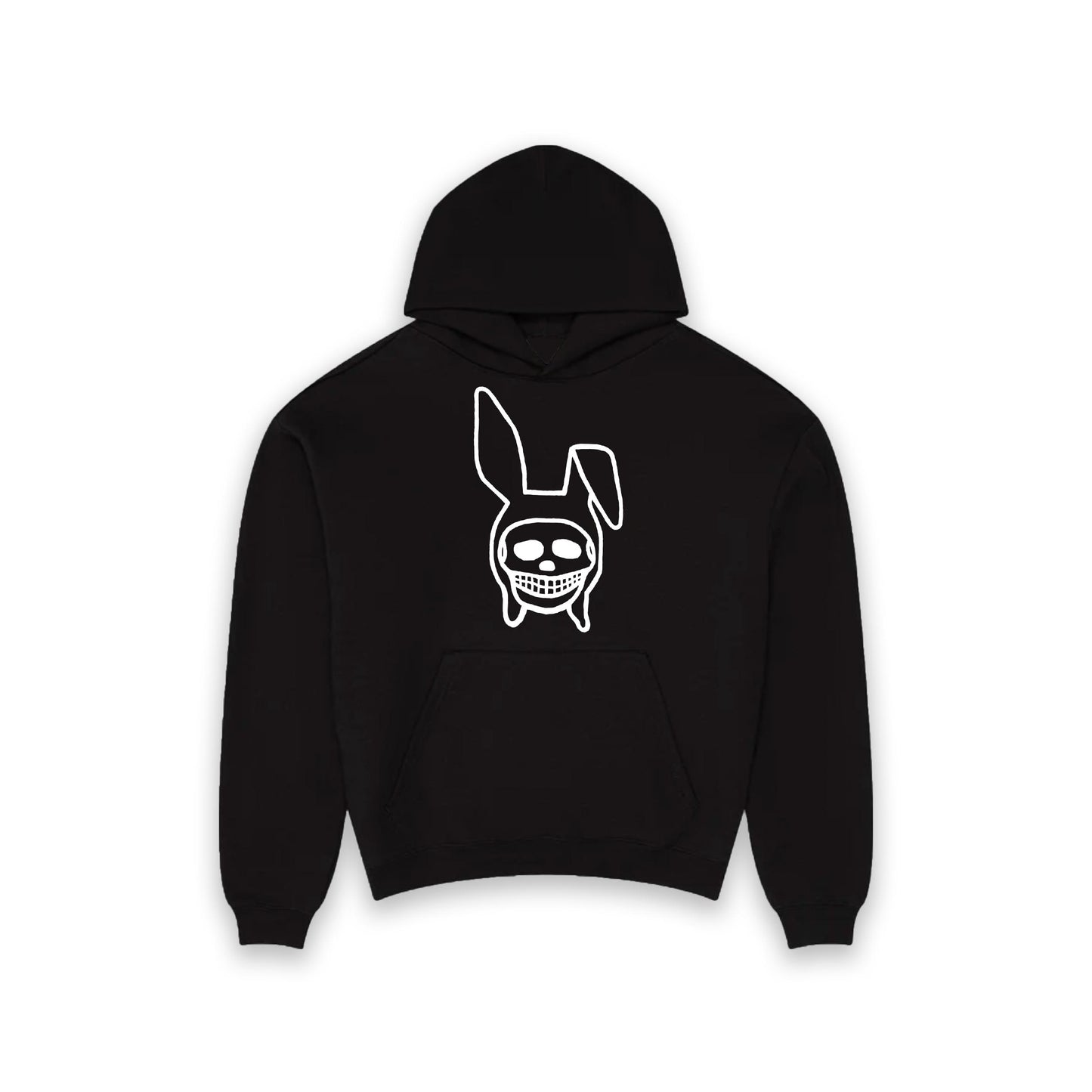 BLACK SKULL BUNNY HOODIE