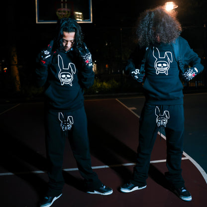 BLACK SKULL BUNNY HOODIE