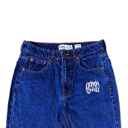 Dark Blue Stone Washed Demon Child Logo Jeans