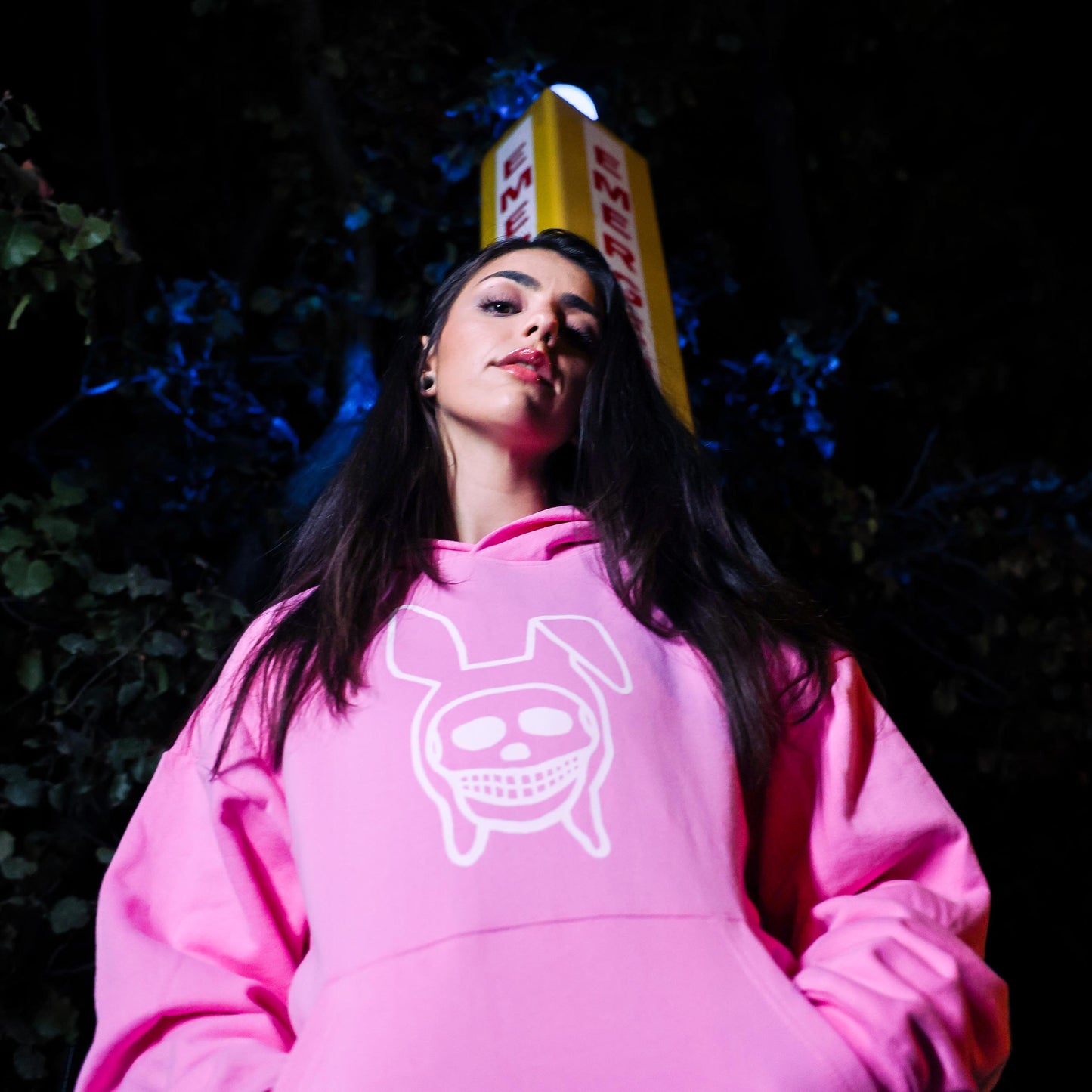 PINK SKULL BUNNY HOODIE