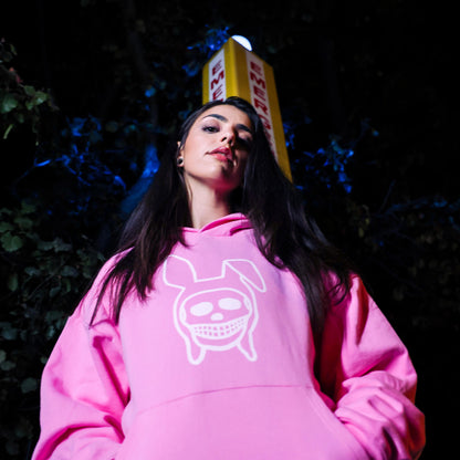 PINK SKULL BUNNY HOODIE